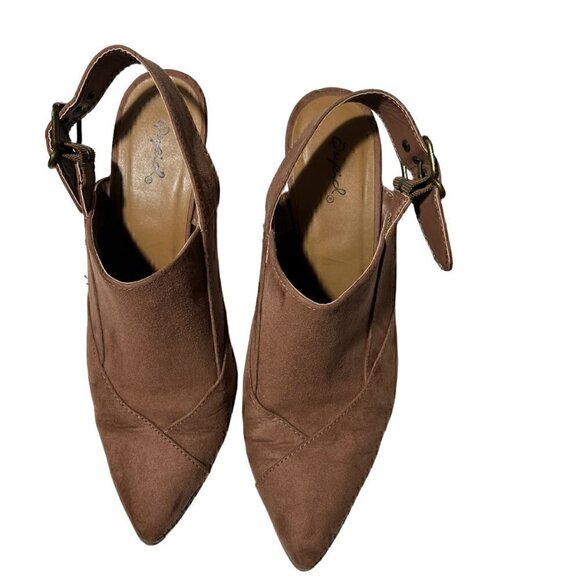 Qupid Nava Women's Slingback Pointed Toe Western Mules Brown Mocha Mauve Size 8 - Picture 8 of 16